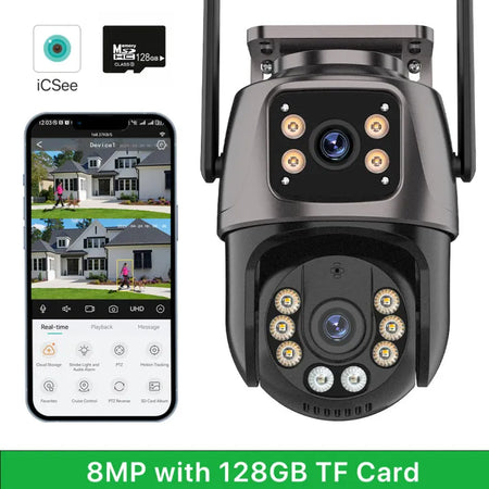 12MP WiFi PTZ Security Camera 8MP Add 128G / US Plug