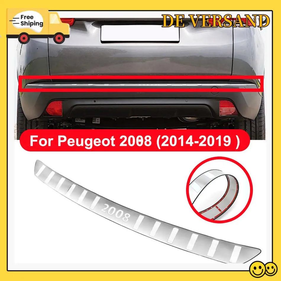 Защитная пластина багажника из нержавеющей стали для Peugeot 2008 2014 2019 Защита края для погрузки и разгрузки