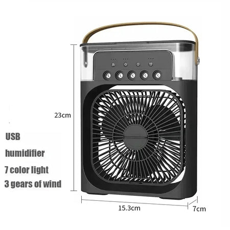 3-in-1 Portable Air Cooler with LED Night Light &amp; Humidifier Black trumpet