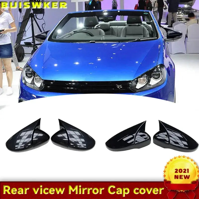 for Scirocco PASSAT Beetle 2009-2018 Black Door Side Wing Rearview Mirror Ox Horn Cover Cap Car Accessories by InterCyprus Trading Ltd