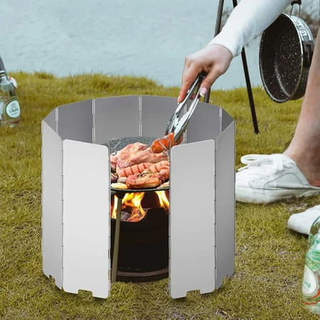 9/10/12pcs Windproof Camping Windshield Set  Foldable Stove Screen Outdoor Cooking Essential Heavy Duty Wind Barrier Gas Stoves
