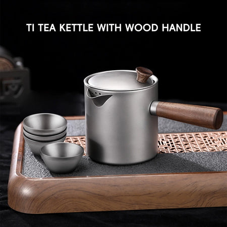 Ti Tea Kettle with Wood Handle &ndash; Portable Tea Maker