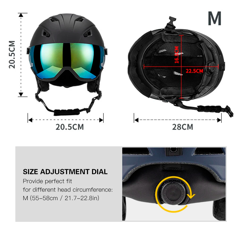 TOMSHOO Integrated Ski Helmet &ndash; Removable Visor Goggles