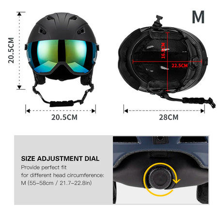 TOMSHOO Integrated Ski Helmet &ndash; Removable Visor Goggles
