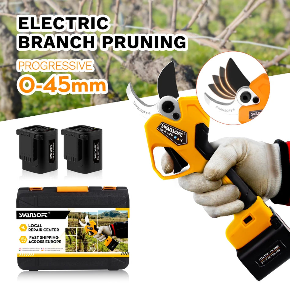 45mm Brushless Electric Pruning Shears with 1150W Motor, SWANSOFT 25V Battery