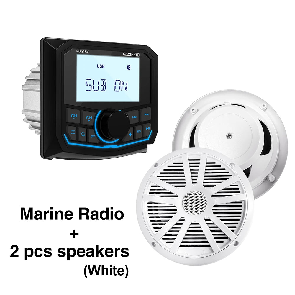 MS-21RV-1 &ndash; Bluetooth IPX5 Waterproof Marine Stereo Radio White
