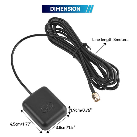 Car GPS Antenna SMA Connector 3 Meter Cable GPS Receiver Auto Aerial Adapter for Car Navigation Camera Player Locating Antenna by InterCyprus Trading Ltd