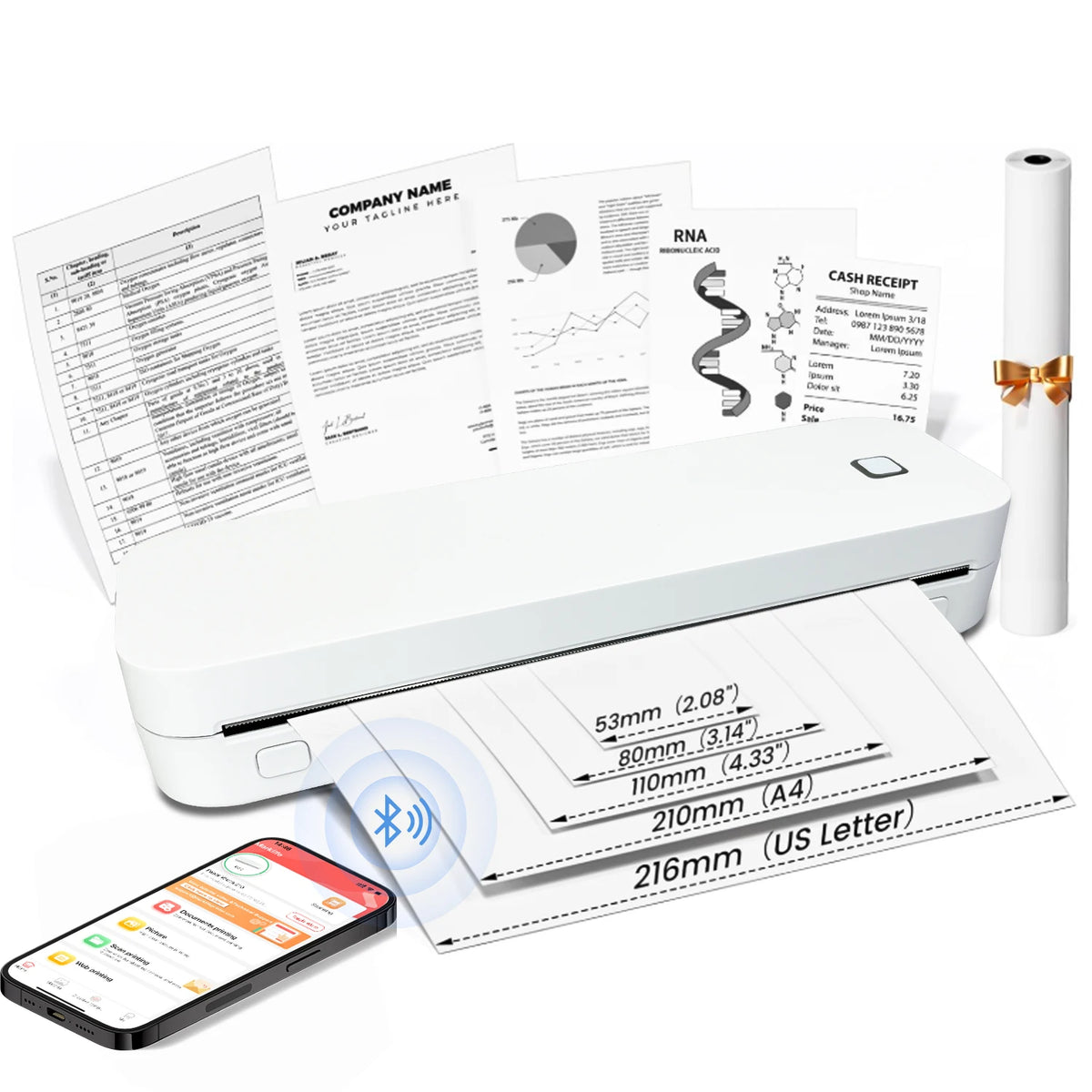 Bluetooth Thermal Inkless Printer A4 &ndash; Wireless Printer