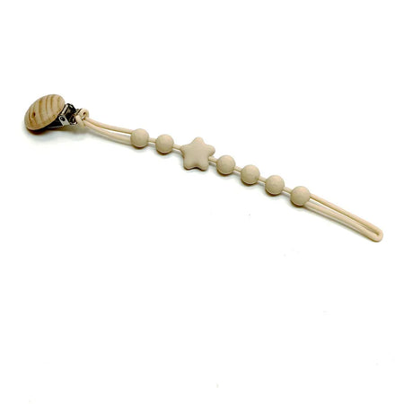 Silicone Pacifier Chain &ndash; Anti-Drop Safety Clip Beige