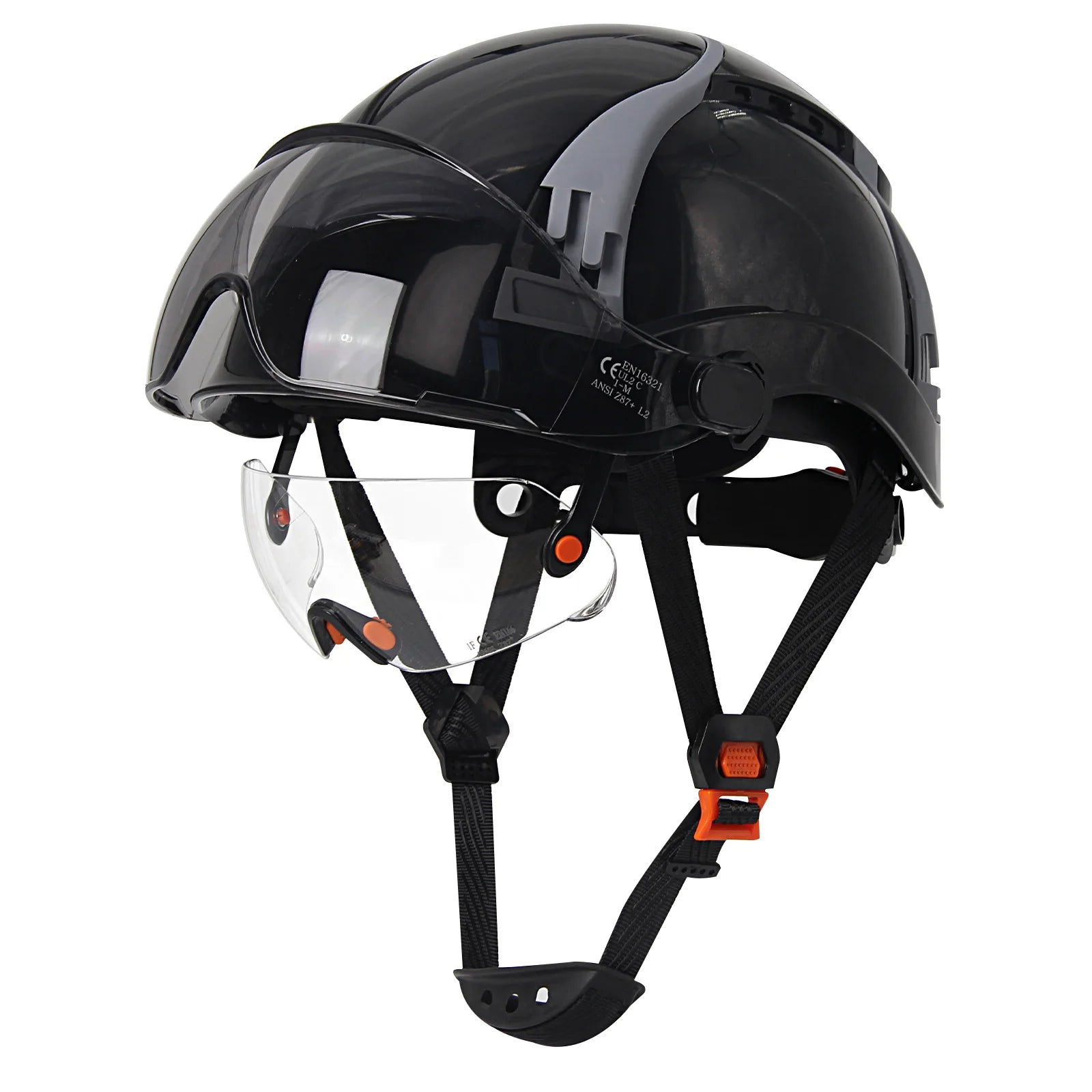 AQM0257 &ndash; CE Safety Helmet With Double Goggles Ultra Black