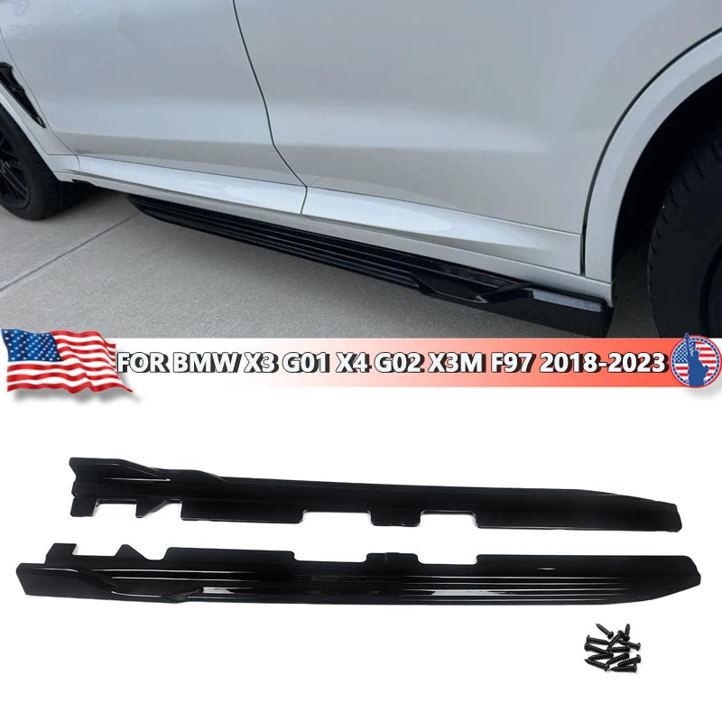 Faldón lateral BMW X3 X3M X4 X4M con protector de labio M Sport, negro brillante