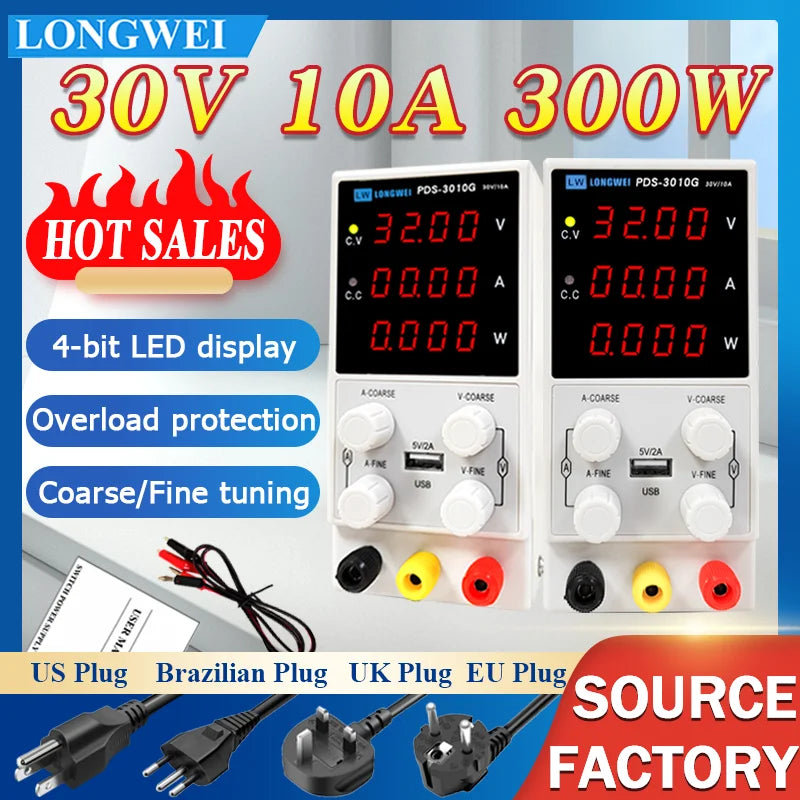 Longwei PDS-3010G - Adjustable 0-30V 10A Lab Bench Power
