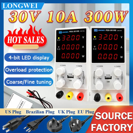 Longwei PDS-3010G - Adjustable 0-30V 10A Lab Bench Power