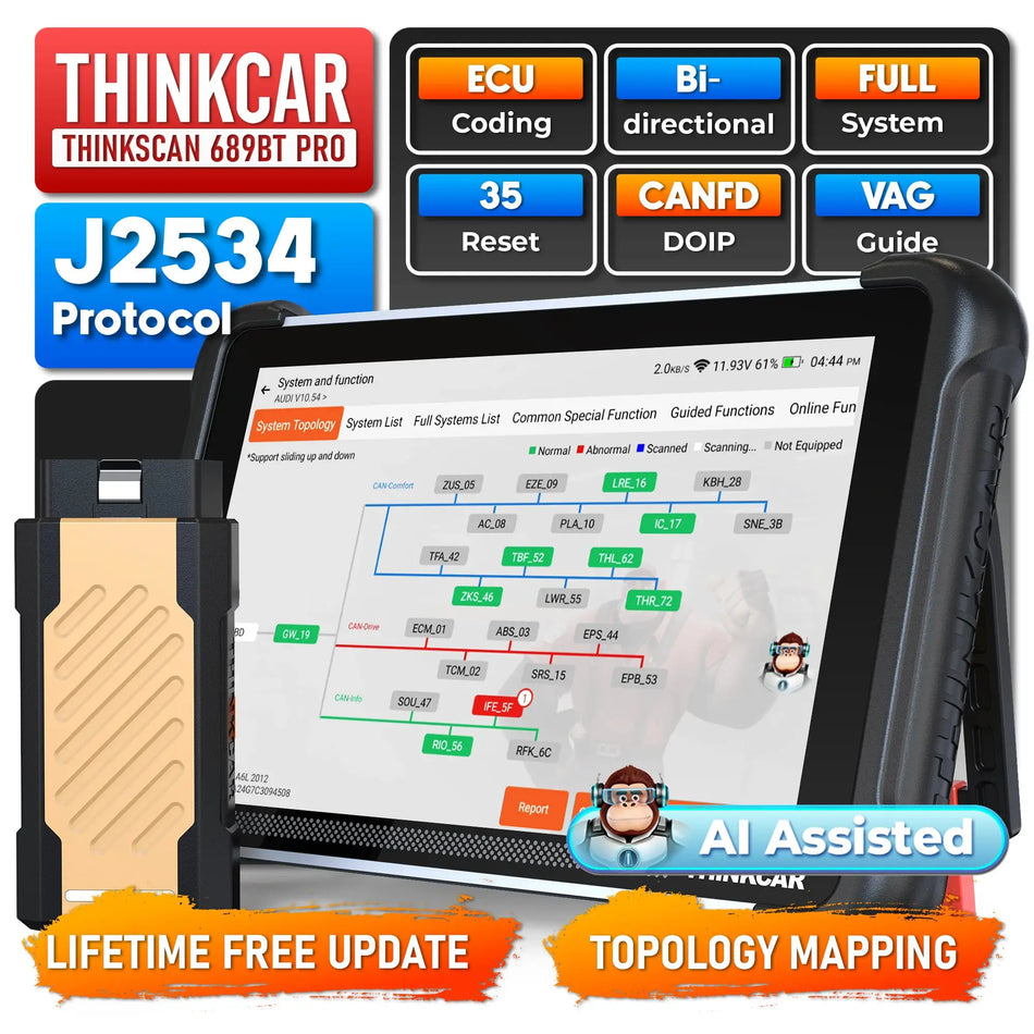Thinkscan 689bt Pro OBD2 Diagnostic Scan Tool With Topology Mapping And Full System Coverage by InterCyprus Trading Ltd