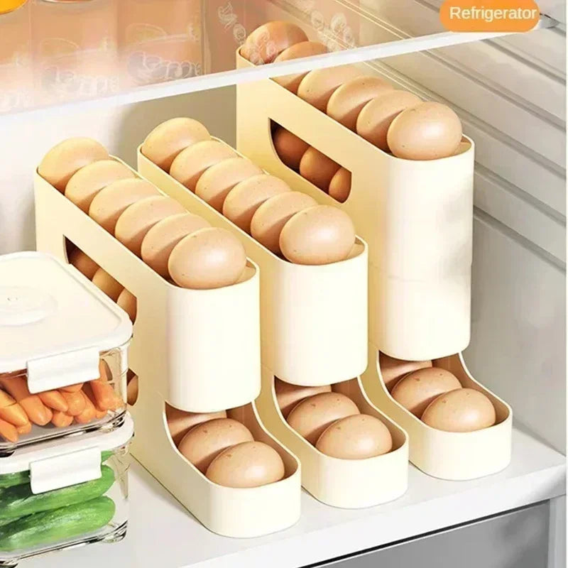 Automatic Egg Rolling Storage Box &ndash; Multi-Layer Organiser for Fridge