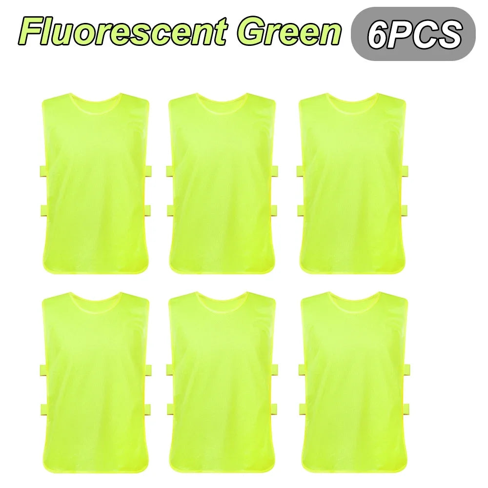 Breathable Soccer Training Vests for Kids and Adults - 6 Pack Fluorescent Green / Adult 150-175cm
