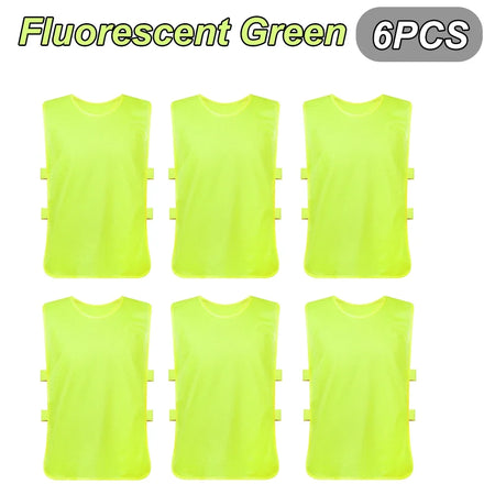 Breathable Soccer Training Vests for Kids and Adults - 6 Pack Fluorescent Green / Adult 150-175cm