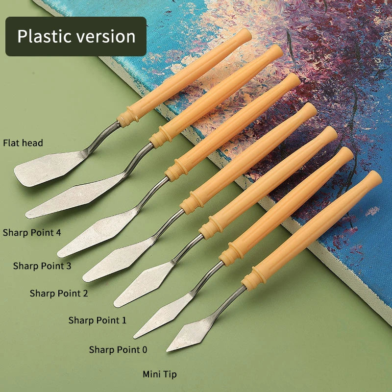 7Pcs Stainless Steel Oil Painting Knives Set &ndash; Mixing Knives Plastic version