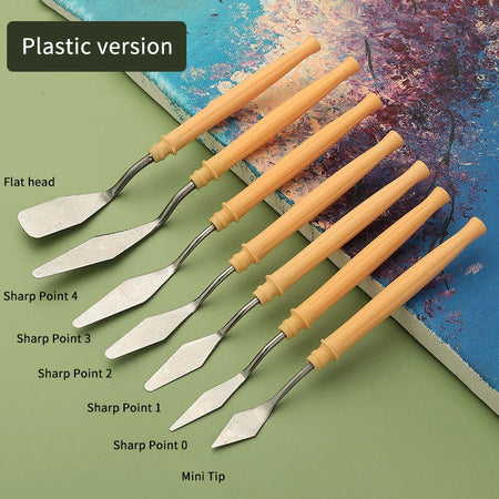 7Pcs Stainless Steel Oil Painting Knives Set &ndash; Mixing Knives Plastic version