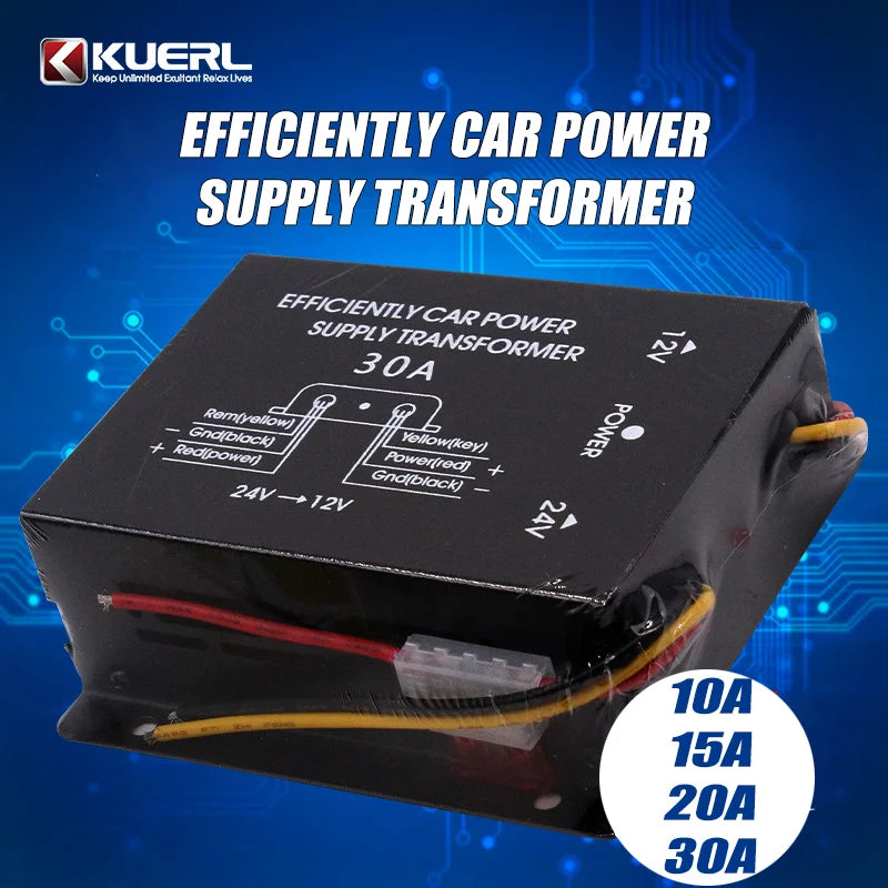 DC-DC 24V до 12V Автомобилен захранващ преобразувател 10-30A, 120W-360W, Твърда външна обвивка