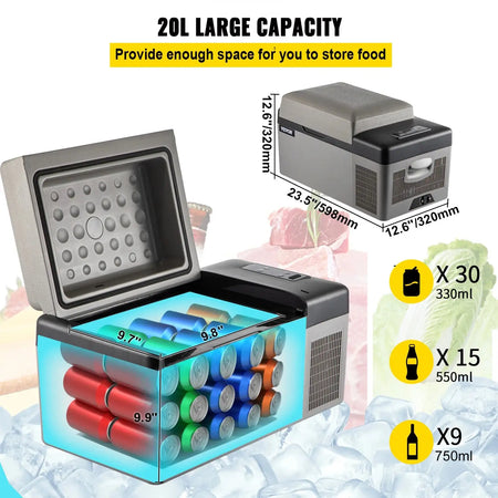 20 To 55L Portable Car Refrigerator 12 24V DC 110 240V AC