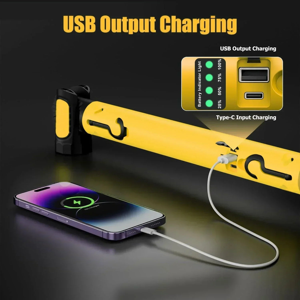 Super Bright Magnetic Work Light &ndash; Built-In 5200mAh Rechargeable Battery