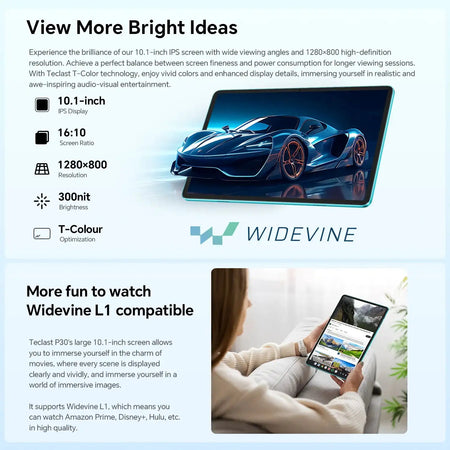 Teclast P30 Android 14 Tablet 10.1 Inch IPS 12GB RAM 128GB