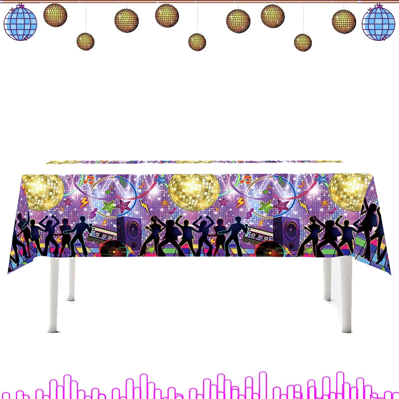 Neon Disco Party Decorations Set - TAKARA TOMY tablecloth-1pc / CHINA