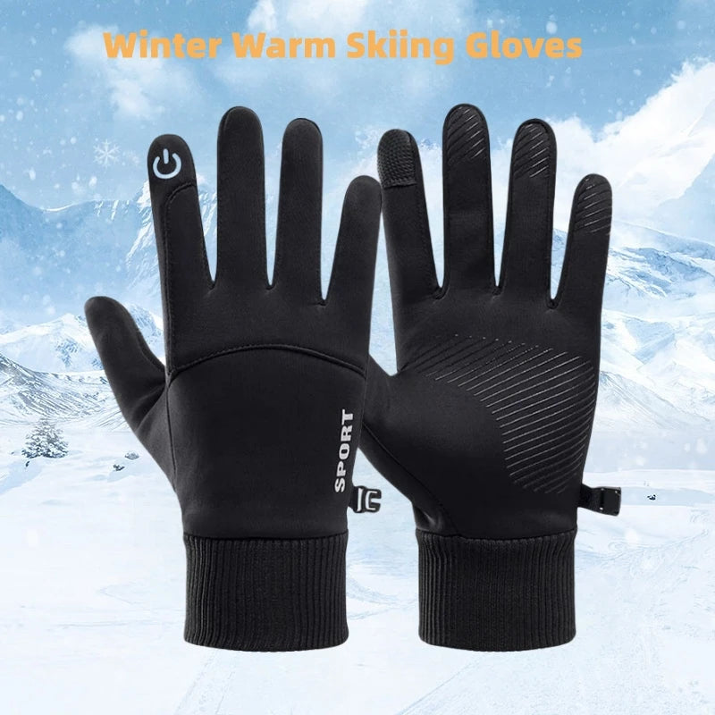 Black Winter Fleece Gloves &ndash; Warm Waterproof Touchscreen Design