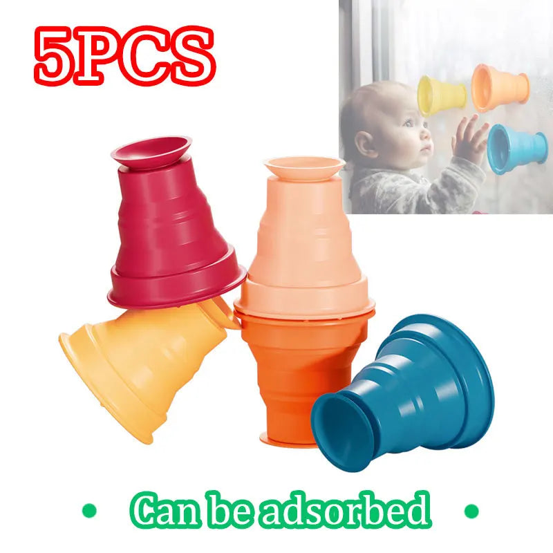 Kids Rainbow Silicone Cup Stacking Game &ndash; Learning Bath Toy A