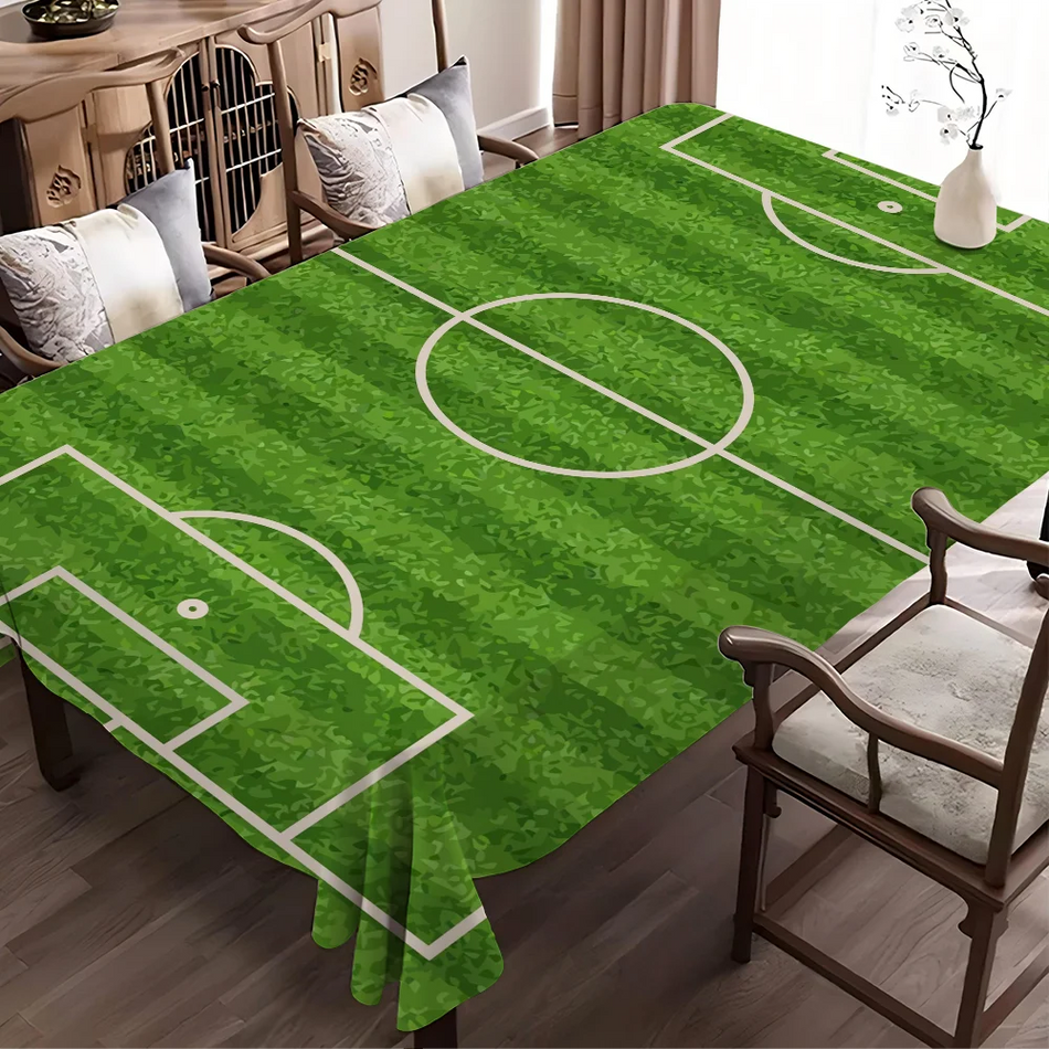 Football Field Pattern Tablecloth for Home Dining, Waterproof and Anti Stain, Rectangular Table Cover