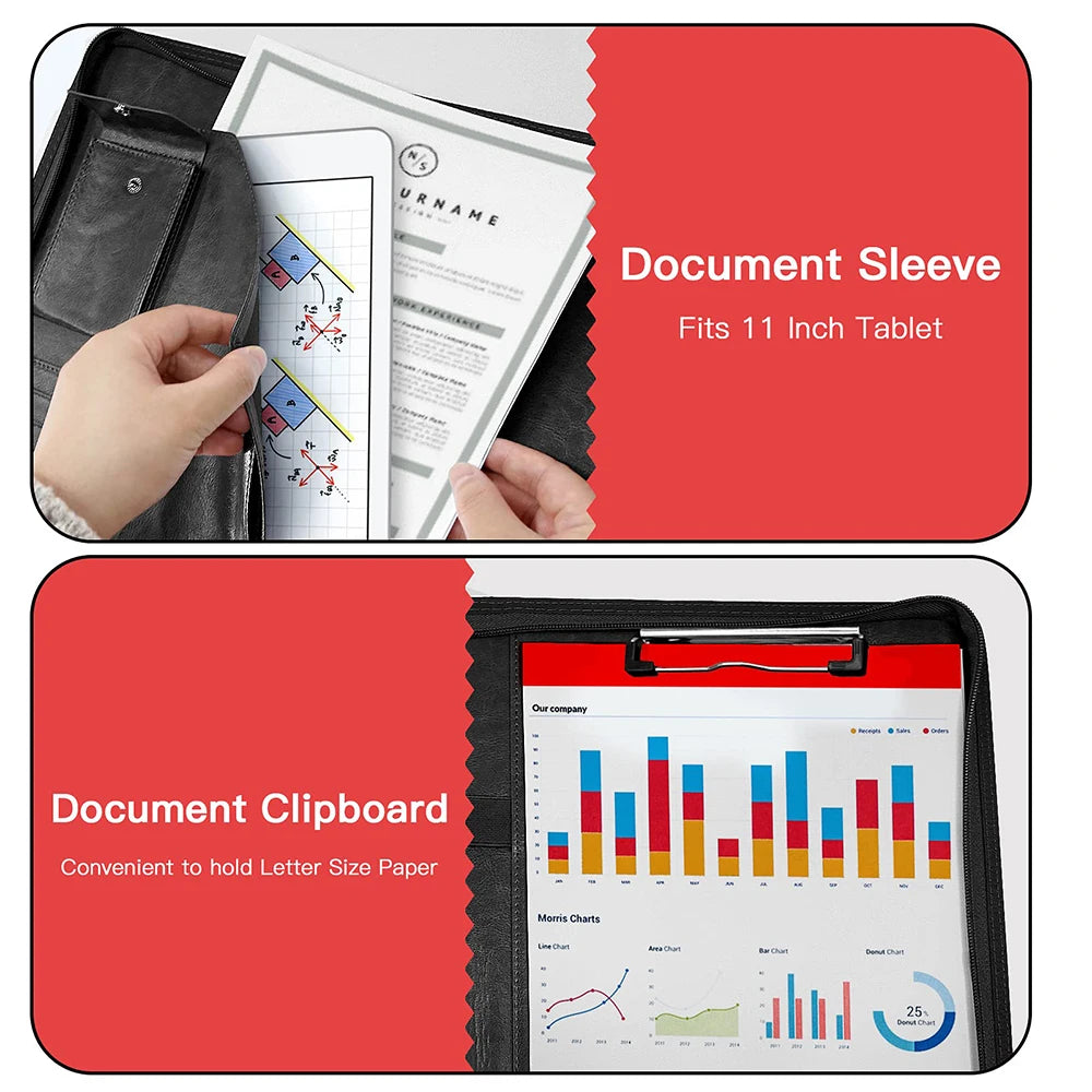 Multifunctional A4 Conference Folder | Leather Document Organizer 2024