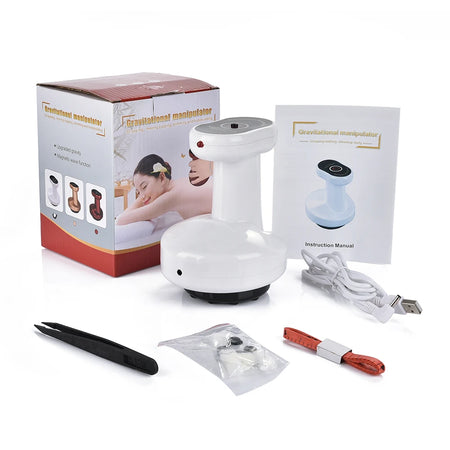 Electric Guasha Cupping Body Massager with Vacuum and Heating Functions WHITE