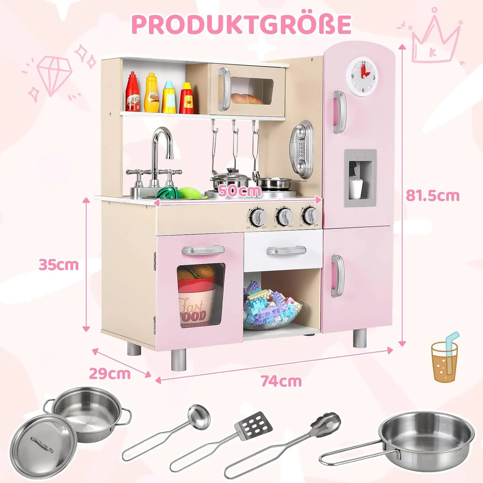 Ξύλινο Σετ Παιδικής Κουζίνας Με Φώτα Και Ήχους