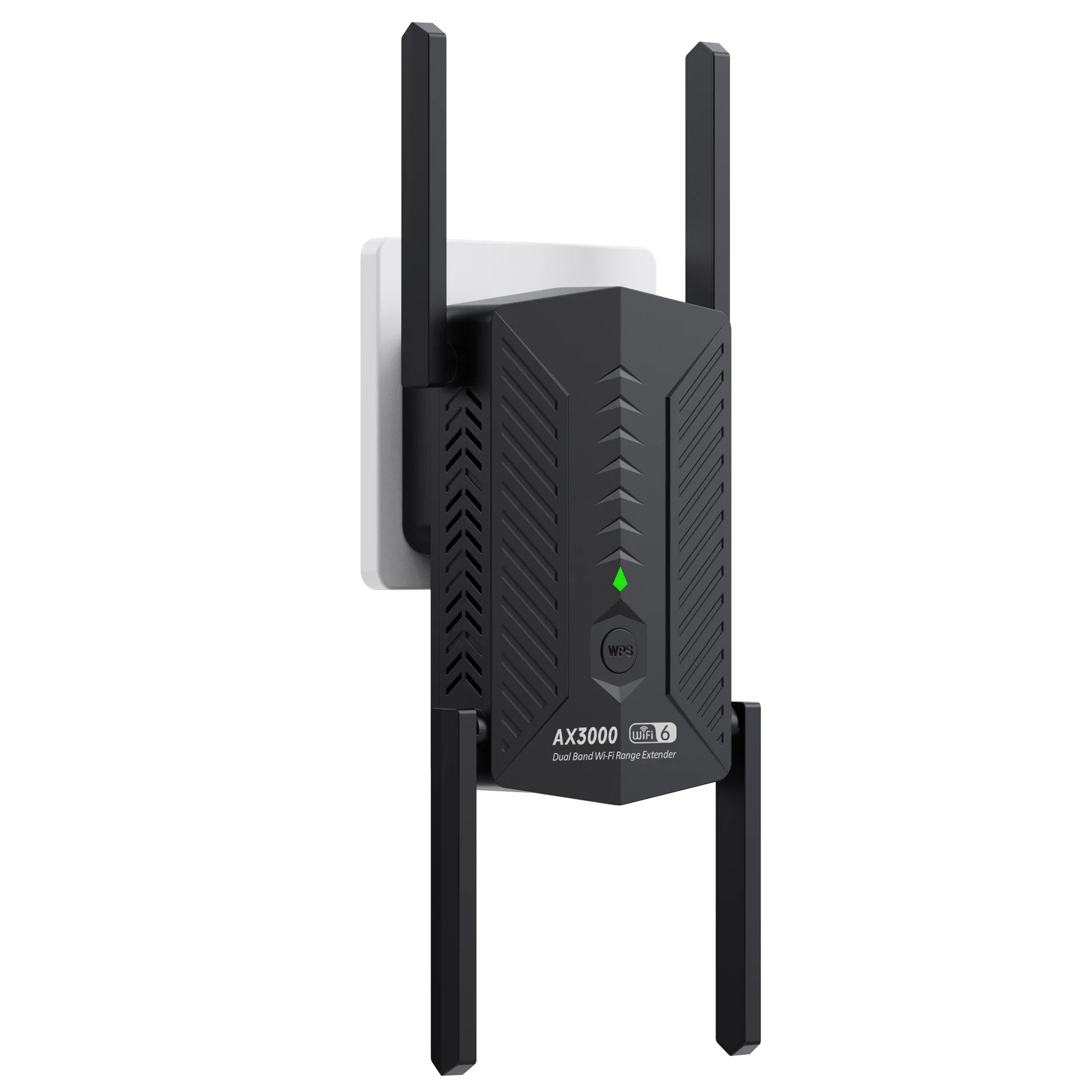 3000Mbps WiFi 6 Repeater &ndash; Long Range With 4 Antennas Black / US Plug / CHINA