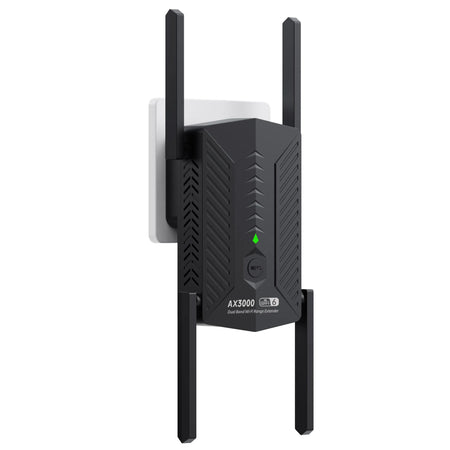 3000Mbps WiFi 6 Repeater &ndash; Long Range With 4 Antennas Black / US Plug / CHINA