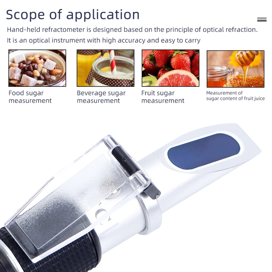 Handheld Sugar Refractometer 28-62 Percent ATC &ndash; Compact