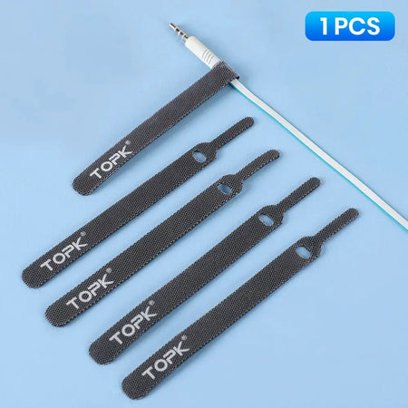 TOPK Releasable Cable Organizer Ties Mouse Earphones Wire Management Nylon Cable Ties Reusable Loop Hoop Tape Straps Tie by InterCyprus Trading Ltd