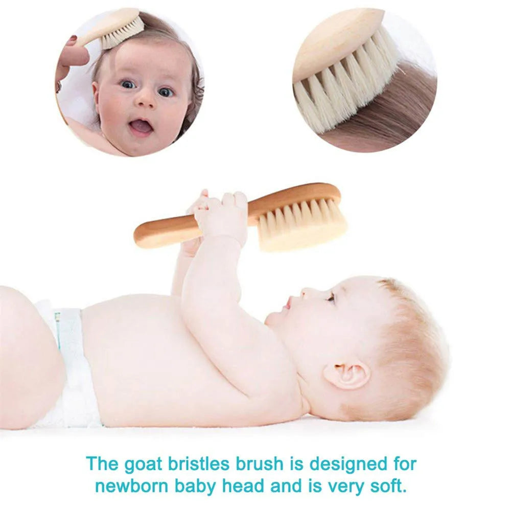 Gentle Wool Comb Set for Babies - Soft Scalp Massage &amp; Hair Care