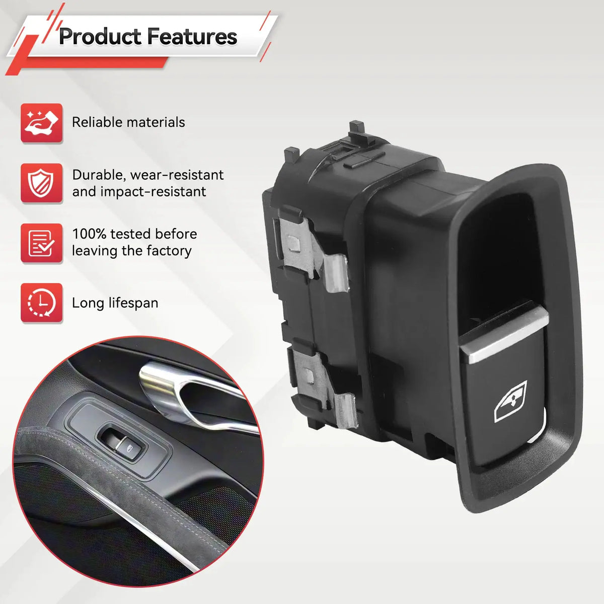 Passenger Side Electric Window Switch 7PP959855C For Porsche Cayenne Macan Panamera 911 918 Boxster 7PP959855B by InterCyprus Trading Ltd