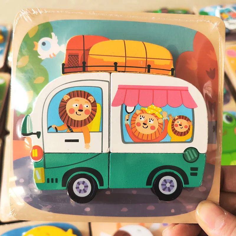 Children's Animal Wooden Puzzle &ndash; Engaging Montessori Learning Toy tour bus