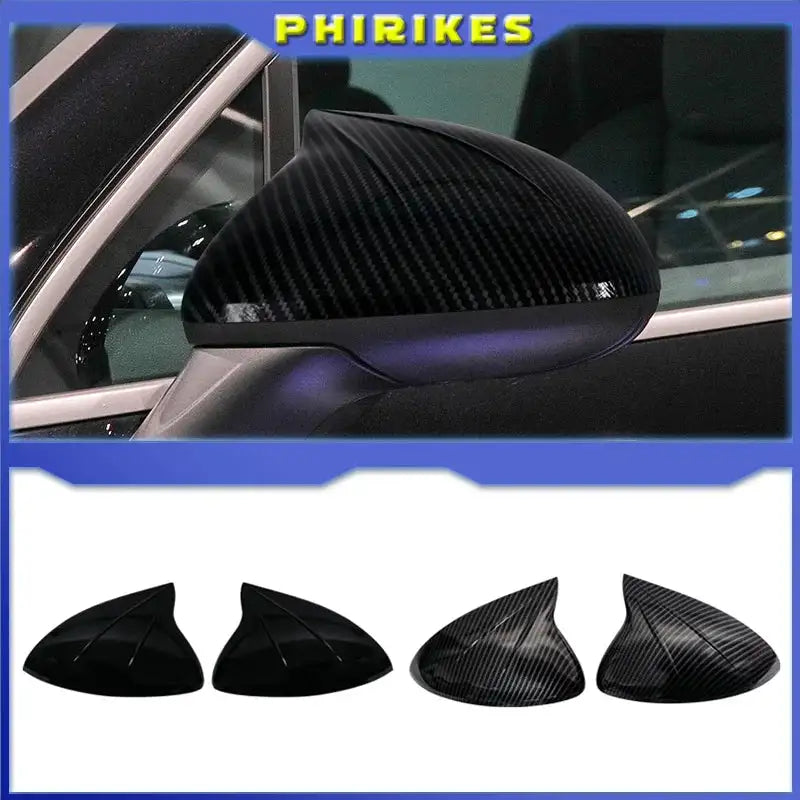 Carbon Fiber Style Black Mirror Covers For Porsche Cayenne