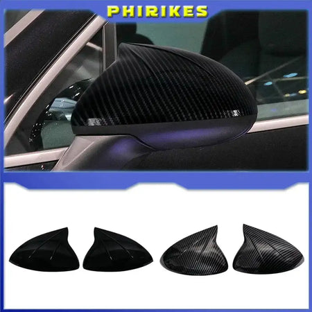 Carbon Fiber Style Black Mirror Covers For Porsche Cayenne