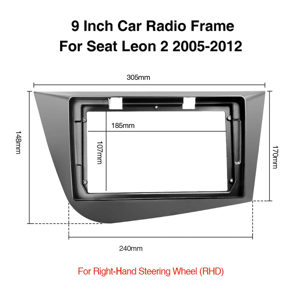 Car Radio Frame Bezel Seat Leon 2 MK2 2005-2012 - Fits 9in Right hand drive
