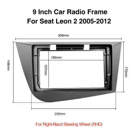 Car Radio Frame Bezel Seat Leon 2 MK2 2005-2012 - Fits 9in Right hand drive