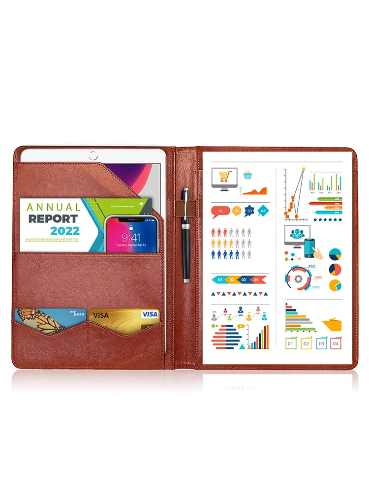Multifunctional A4 Conference Folder | Leather Document Organizer 2024 brown 1