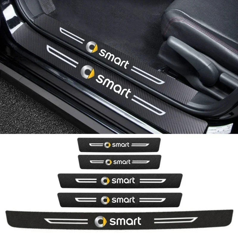 Autocollant de seuil de porte en fibre de carbone pour Smart Fortwo Forfour