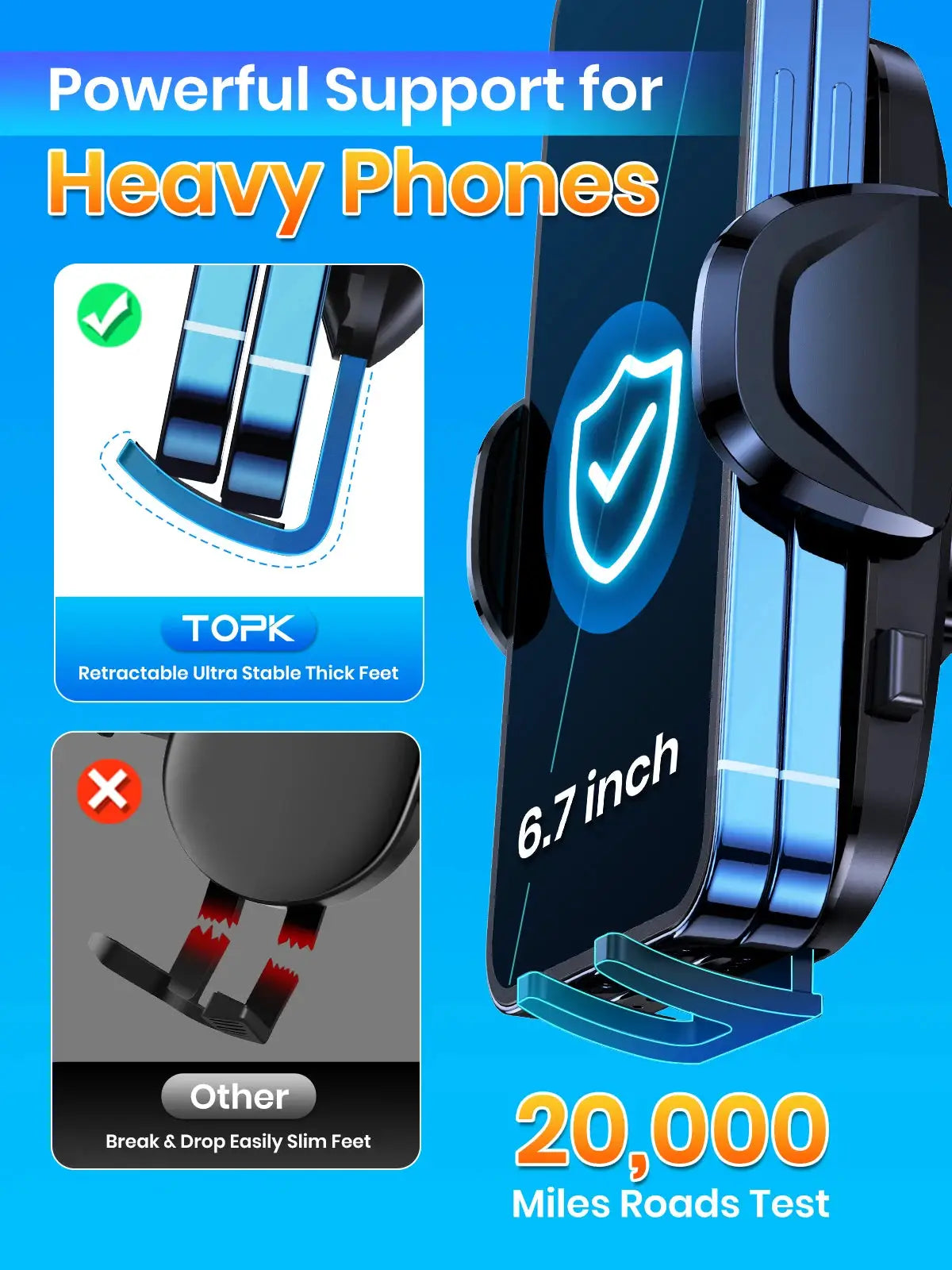 TOPK D36-G Universal Car Phone Holder with Hook Clip Air Vent Car Mount 360° Rotation Universal Mobile Phone Mount for Cellphone by InterCyprus Trading Ltd