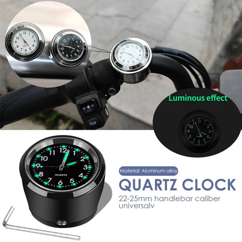 Waterproof Aluminium Alloy Motorcycle Handlebar Clock With Chrome Trim by InterCyprus Trading Ltd