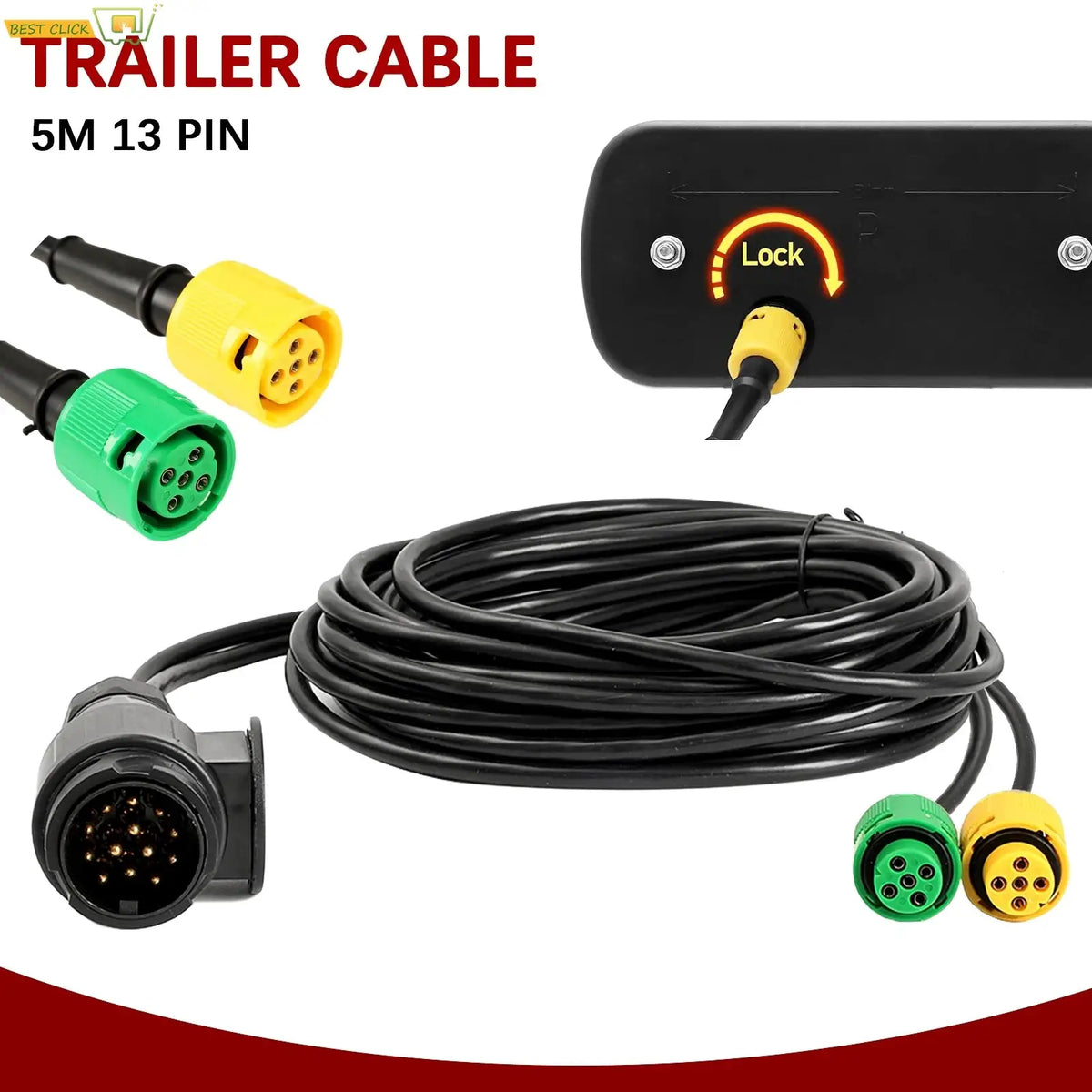 5M 13-Pin 2x5-Pin Trailer Wiring Harness Kit For Towing Electric Connector Bayonet Plugs Universal Trailers Light by InterCyprus Trading Ltd